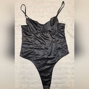 Black Satin Bodysuit